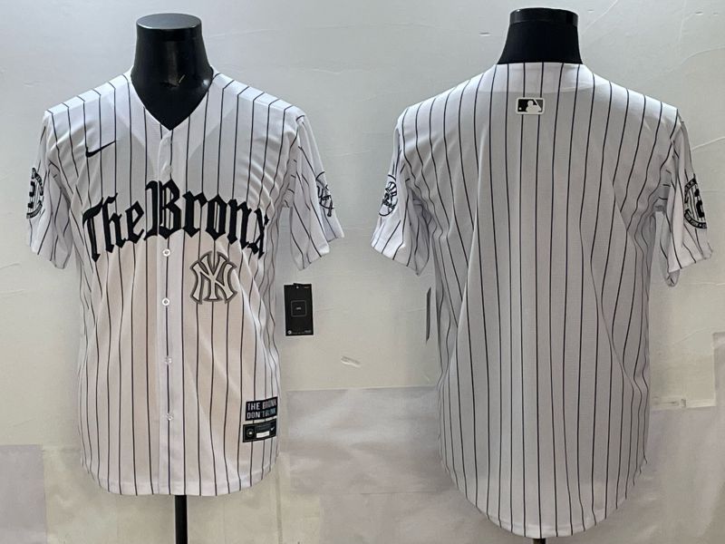 Men 2025 New York Yankees Blank White Stripe Five generations Joint Name Nike MLB Jersey style 05